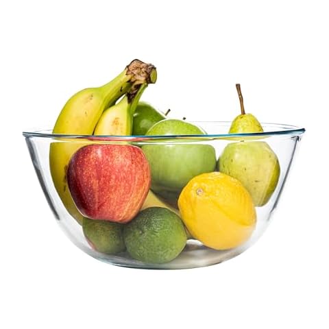 SIMAX Large Glass Mixing Bowl, 3.6 Qt Large Glass Bowl, Oven Safe Bowls, Borosilicate Glass Serving Bowls, Big Clear Glass Mixing Bowls for Cooking, Baking, Salad and Bread Cover