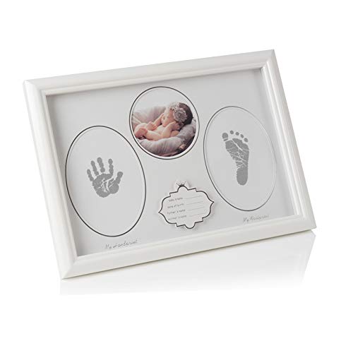 Gtweyre Baby Picture Frame Handprint And Footprint Kit First Year Keepsake Photo Make Baby Registry Girls Boys Stuff Newborn Baby Shower Gifts Foot Impression Nursery Decor (White Wooden) #TOP1