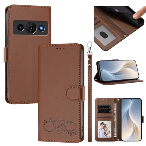 Jiajihua Cover Compatible with ZTE Nubia P7 Pro 5G,Compatible with Optus X Value 5G Phone Case【Card Cash Slot Wallet Design Flip Kickstand Drop Protection】 Brown