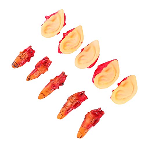 Toyvian 10 Stück Blutige Körperteile Requisiten Halloween, Abgetrennte Finger Ohren für Halloween Requisiten Dekorationen