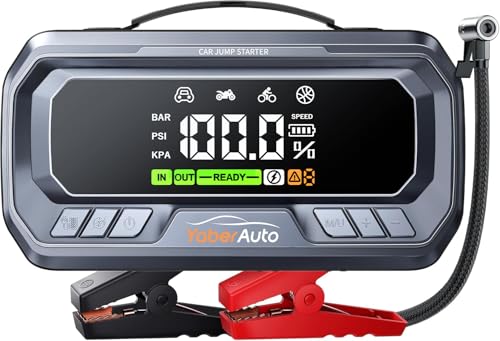 YaberAuto 10-in-1 Jump Starter with Air Compressor 8000A 160PSI 65W