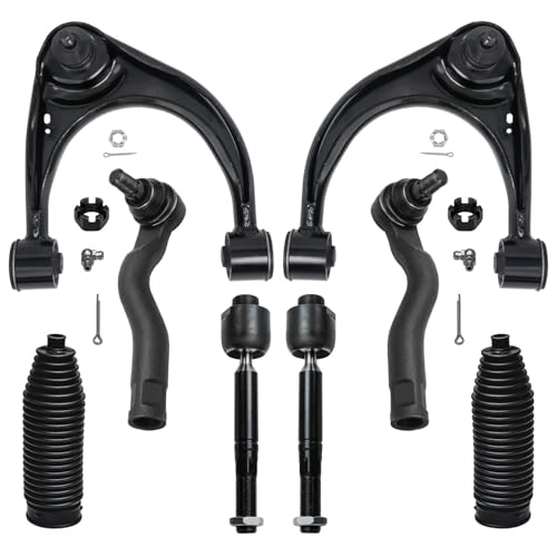 Image of Detroit Axle - 8pc Front End Kit for 2007-2021 Toyota Tundra, 2008-2022 Sequoia, 2 Upper Control Arms w /Ball Joints 4 Tie Rods 2 Boots 2009 2010 2011 2012 2013 2014 2015 2016 2017 2018 2019 2020