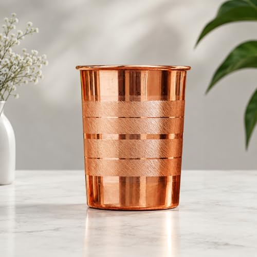 Image of 100% Pure Copper Tumbler 300ml | Ayurvedic Drinking Glass for Water | Handcrafted Copper Utensil for Daily Use - 1Pc