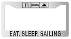 GSF Frames Eat, Sleep, Sailing Chrome Metal License Plate Frame LOGO