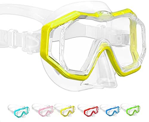 Bairuifu 2023 Latest 3-Window Lens Kids Swim Goggles Snorkel Diving Mask for Youth(4-16), 180° View/Anti-Fog/Anti-Shattered/Double Silicone Skirt Anti-Leak Swimming Goggles with Nose Cover
