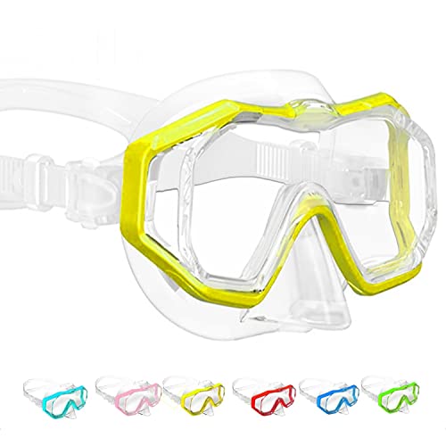 Bairuifu 2023 Latest 3-Window Lens Kids Swim Goggles Snorkel Diving Mask For Youth(4-16), 180° View/Anti-Fog/Anti-Shattered/Double Silicone Skirt Anti-Leak Swimming Goggles With Nose Cover #TOP10