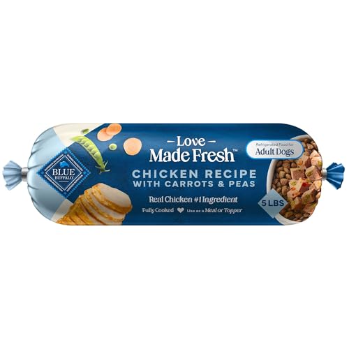 Image of Blue Buffalo Love Made Fresh Natural Adult Dog Food, Refrigerated, Chicken with Carrots and Peas, Fresh Dog Food, Ready-to-Serve, 5-lb Roll
