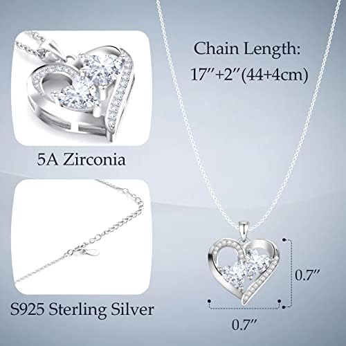 Gifts for Women, 925 Sterling Silver Heart Pendant Necklaces for Women, Birthday Gifts for Her with Gift Box