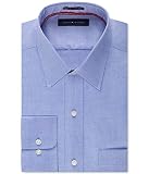 Tommy Hilfiger Men's Dress Shirt Regular Fit Non Iron Solid, Blue, 16.5' Neck 34'-35' Sleeve