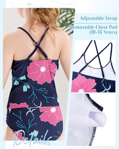 Image of Century Star Girls Flounce Tankini 2 Piece Bathing Suit | Cute swimwear set with a stylish flounce top,Comfortable fit, perfect for girls' summer beach vacations
