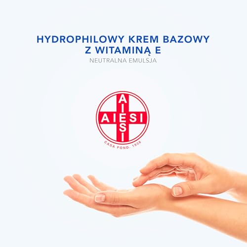 AIESI® Hydrophilowy krem bazowy z witaminą E (1 kg), Nawilżający regenerujący krem do twarzy i ciała do skóry suchej, Do użytku farmaceutycznego, kosmetycznego i dermatologicznego, Made in Italy
