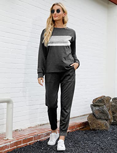 Bofell Womens Fall Fashion 2024 Two Piece Outfits Comfy Lounge Sets Color Block M - image 2