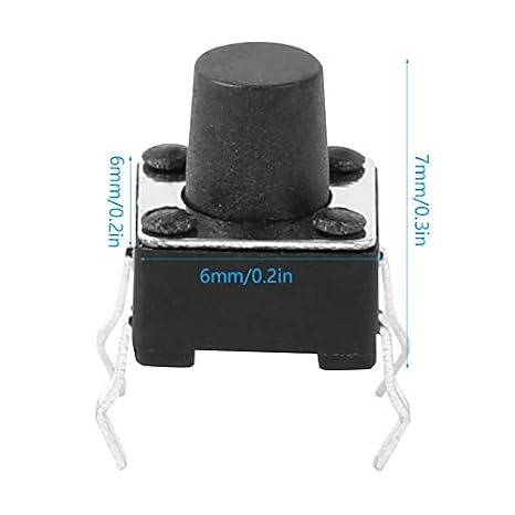 Pack of 100 Tact Switch 6 x 6 x 7 mm for PCB Mini Tactile Push Button Switch Accessories 100 x Micro Momentary Buttons for PCB