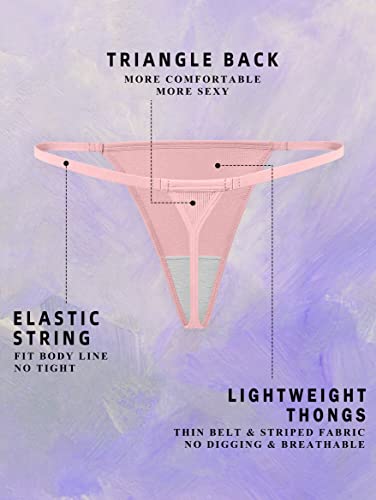 Image of OQQ 6 Pack G-String Thongs for Women Cotton Panties Stretch T-back Tangas Low Rise Hipster Sexy Underwear S-XL