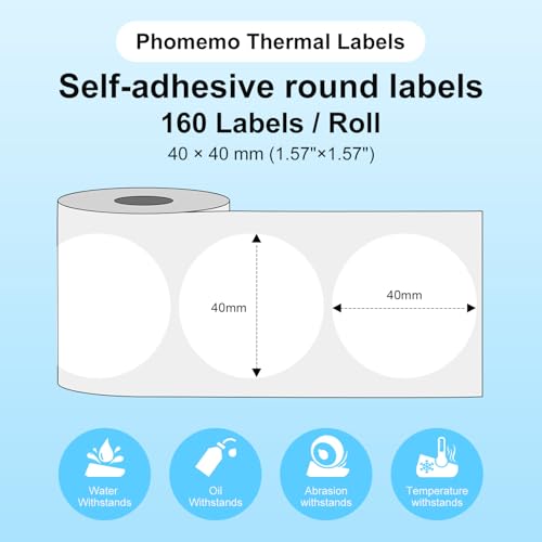 Papier thermique Phomemo M110 40x40mm autocollant et blanc