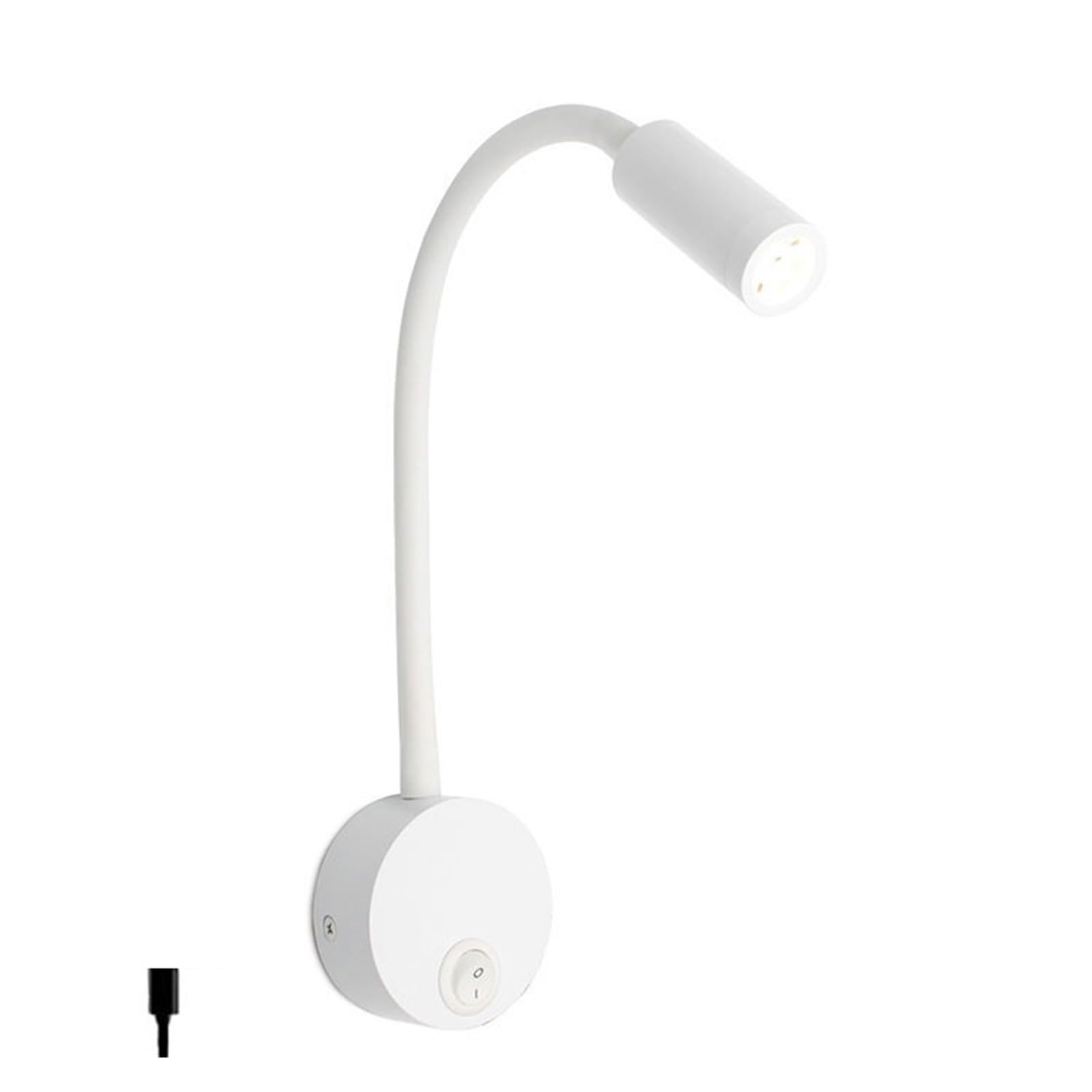 Lámpara De Lectura LED 3 W, Color Negro, Blanco Y Plateado, con Cuello Cisne, For Cabecera Cama, Escritorio, Interruptor Mesita Noche 4000 K Fácil de Instalar(4000K,White Switch USB)