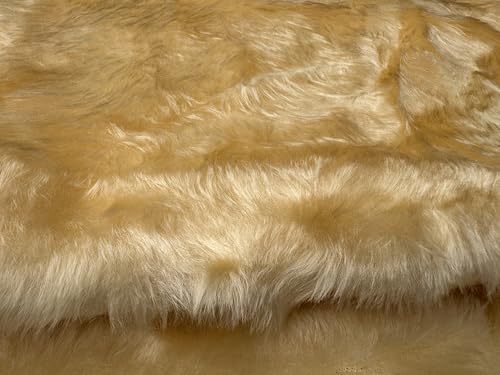 Tissu fausse fourrure caramel crème beige au mètre 150x100cm couture - 6