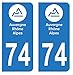 HADEXIA Autocollant Stickers Plaque immatriculation Voiture Auto département 74 Haute-Savoie Logo Auvergne-Rhône-Alpes