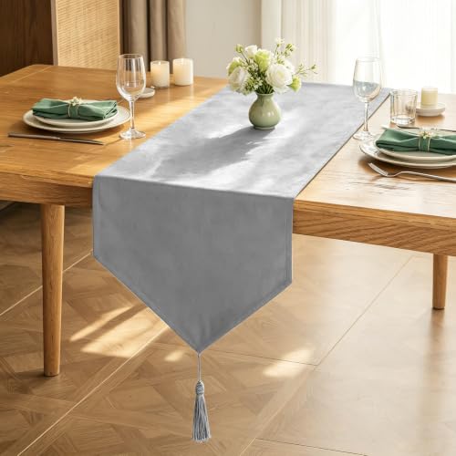 WAITER TREE Table Runner 14x95 Inch Silver Gray