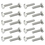 PATIKIL M8 x 40 mm T-Nut Schrauben, 20 Stück 304 Edelstahl Drop-in Bolzen T-Form Stift Gleitschraube Metrisches Gewinde Hammerkopfschraube für T-Nut, Silber