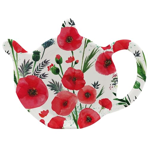 The Leonardo Collection Finola Stack Poppy Teabag Tidy For Kitchen & Home | British Designed Durable Tea Bag Tidy | Tea Bag Dish For Used Tea Bags | Teabag Dish With Modern Design