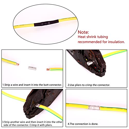 Ginsco 200Pcs 22-16 16-14 12-10 Awg Gauge Non-Insulated Butt Connectors Uninsulated Wire Ferrule Cable Crimp Terminal Kit For Diy #TOP6