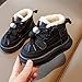 Boys Girls Toddler Snow Boots Waterproof Slip On Outdoor Winter Cotton Shoes Lace Up Fashion Casual Platform Ankle Boots Plush Lined Cozy Chunky Sneakers Cold Weather Short Booties(Black,11)