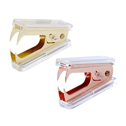 Veemoon 2pcs Staple Remover Tool Book Stapling Tool Portable Office Stapler Simple Stapler Heavy Duty Random Color