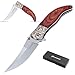 Couteau Pliant,Couteaux de Survie,Outdoor Couteau,Couteau de Chasse,7Cr17 Acier Inoxydable Lame,Poignée Ergonomique,pour Camping Chasse et Randonnée(Bois Rouge)