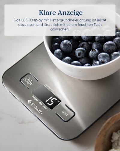 Foto von Etekcity Küchenwaage Digital, Edelstahl Waage Küche für Kaffee, Backen,Brot