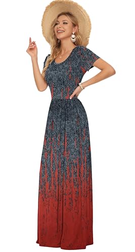 Image of AUSELILY Women's Classic Short Sleeve Loose Plain Casual Long Maxi Dresses for Women 2026