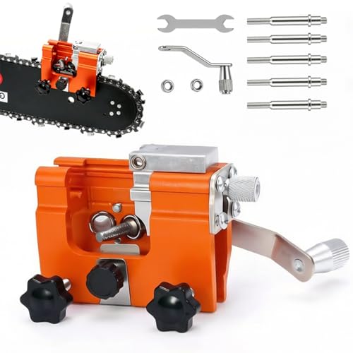 Generic Klampero Professional Chainsaw Sharpener Hand Crank Kit with 5 Grinding Heads for 4-22 Inch Saws