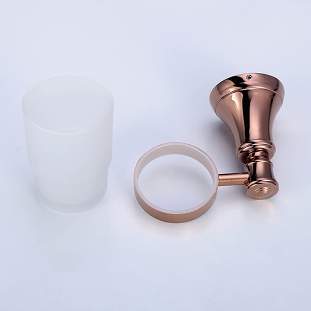 WRIST Zahnbürstenhalter, Zahnbürstenhalter Aus Roségoldenem Messing Mit Milchglasbecher Wandmontierter Zahnbürstenbecherhalter Mit Schrauben