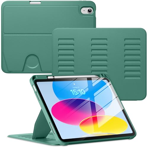 VIKESI Case for iPad (A16) 11-inch 2025 and iPad 10th/11th Generation 10.9 Inch 2022,Multiple Angles Magnetic Stand Cover,Shockproof Back,Pencil Holder,and Auto Sleep/Wake,Forest Green