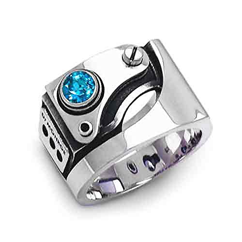 [ドクターモンロー] メカニカルリング 13号～23号 (ブラックジルコニア 22号) シルバー925 スターリングシルバー 指輪 メンズ