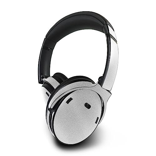 Image of MightySkins Glossy Glitter Skin Compatible with Bose QuietComfort 45 Headphones Solid White | Protective, Durable High-Gloss Glitter Finish | Easy to Apply | Made in The USA
