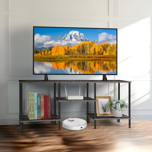 BTY TV Stand for 50 inch TV Small Entertainment Center with Open Storage Shelf Farmhouse Wood TV Console Table for Living Room, Bedroom, Dark Grey by BTY - Image 6