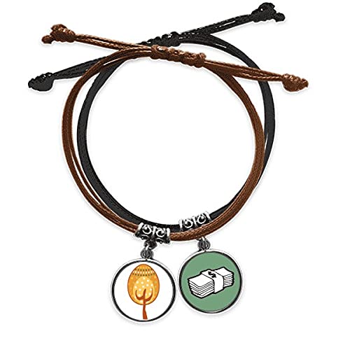 Pulsera de Pascua huevo amarillo cadena mano cuerda cuero dinero