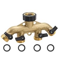 Zazafolora Wasserverteiler 4fach Gartenschlauch Verteiler Wasseranschluss 3/4 Zoll Gartenschlauchverteiler aus Massives Messing, mit Einzelnen EIN Aus Ventilen Für Geräte/Gartenschläuche