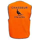 Polyester, veste de chasse orange fluorescente très visible, bandes réfléchissantes (renvoient la lumière d'une lampe ou de phares). TAILLE UNIQUE, convient à tous