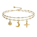 Kovonchy Bracelets for Women Sun Moon Star Charms Stainless Steel