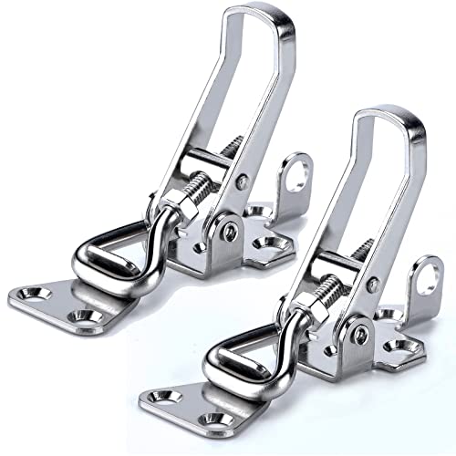 Marinebaby 2Pcs Toggle Latch Clamp Stainless Steel Cabinet Hinge Lockable Clamp,Boat Anti Rattle Latch #TOP1