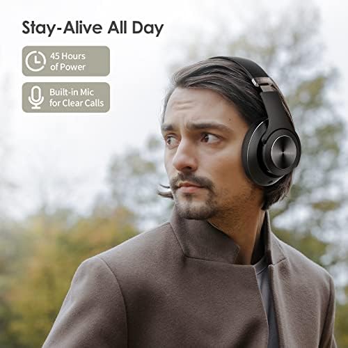 DOQAUS Care2 Wireless Headphones Over Ear, Bluetooth Headphones Over Ear with3 EQ Modes, 360°Rotating Volume Controller, 45Hrs Playtime, Foldable Wired Wireless Headphones with Mic for Phone/PC/Tablet