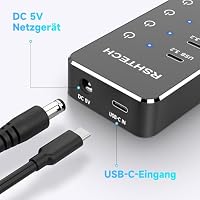 RSHTECH 7 Port USB C 3.2 Hub Aktiv mit 15W Netzteil (5V/3A), RSH-ST07C-4 – Ansicht 6