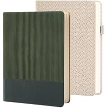 A5 Lined Journal Notebooks, Hardcover College Ruled Writing Journals, 216 Pages Daily Notebooks for Work School Office Business Travel Gift, Dark Green & Off-White