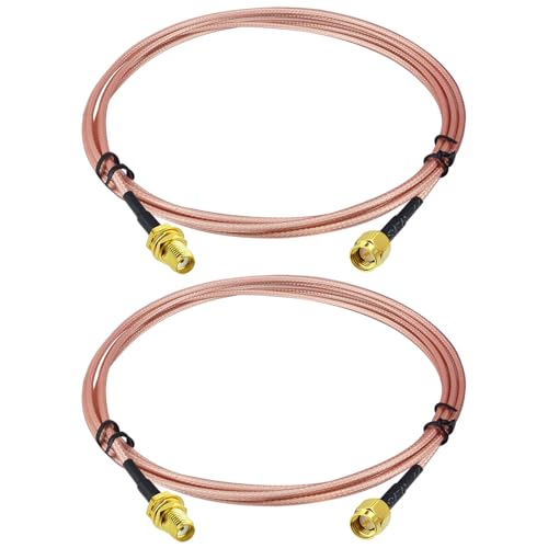 Kaunosta 2-Pack SMA Cable 3ft, RG316 SMA Male to SMA Female Low Loss RF Coaxial Extension Pigtail for WiFi Router, DAB Car Aerial, FPV Antenna, 4G LTE Gateway