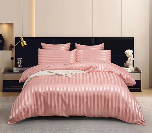 Arianaut Pink Satin Duvet Cover Set with Pillow Cases