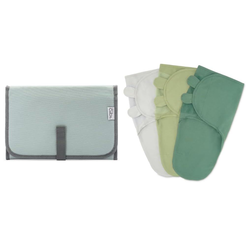 Comfy Cubs Portable Diaper Changing Pads and Swaddle Blanket Baby Girl/Boy Easy Adjustable Bundled - Pack of 3