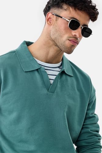 Image of SNITCH Men's Sweatshirt | Regular Fit Crew Neck Full Sleeve Pullover | Minimalist Solid Pattern Breathable 100% Cotton Fabric for Casual Wear & Loungewear