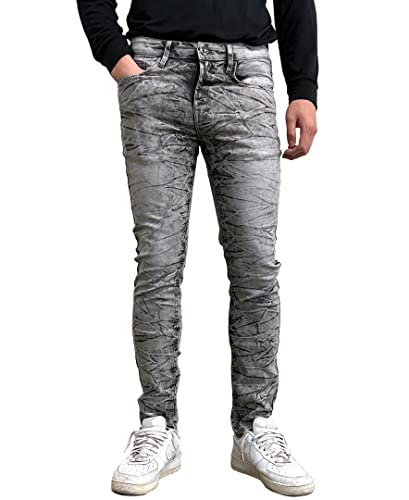 Southpole Mens Stretch Signature Denim Jeans, Marble Grey Black, 34W X 30L US
